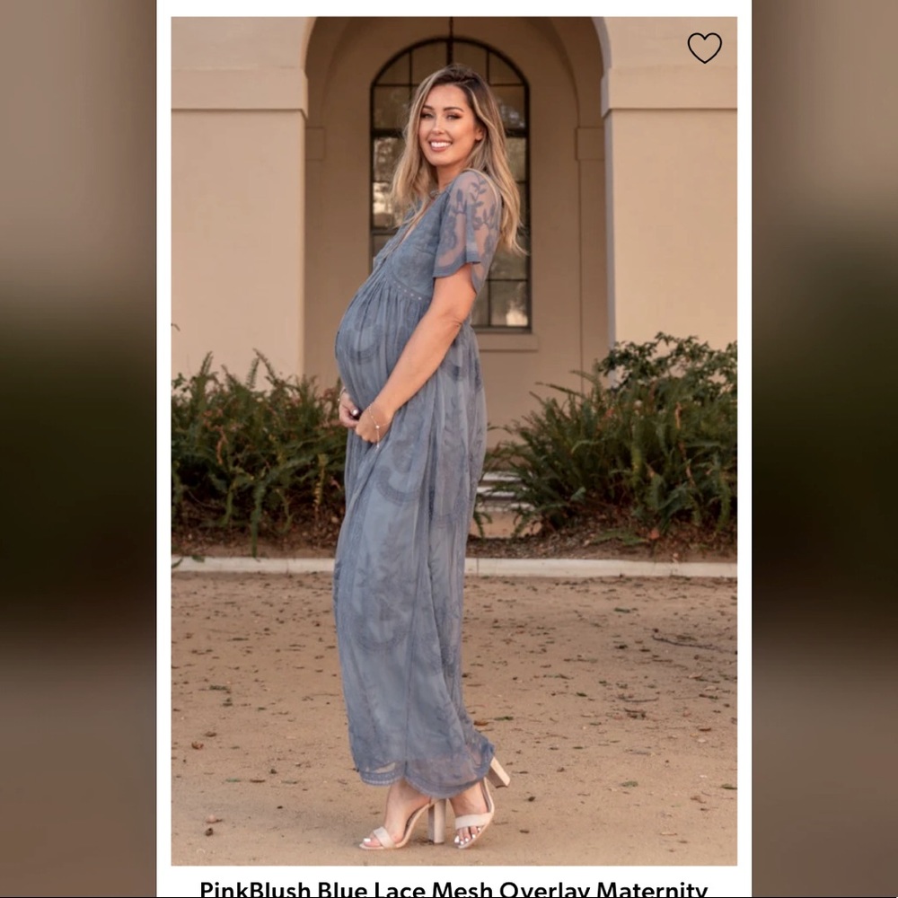 NWT, Never worn: Blue Lace Mesh Overlay Maternity Maxi Dress